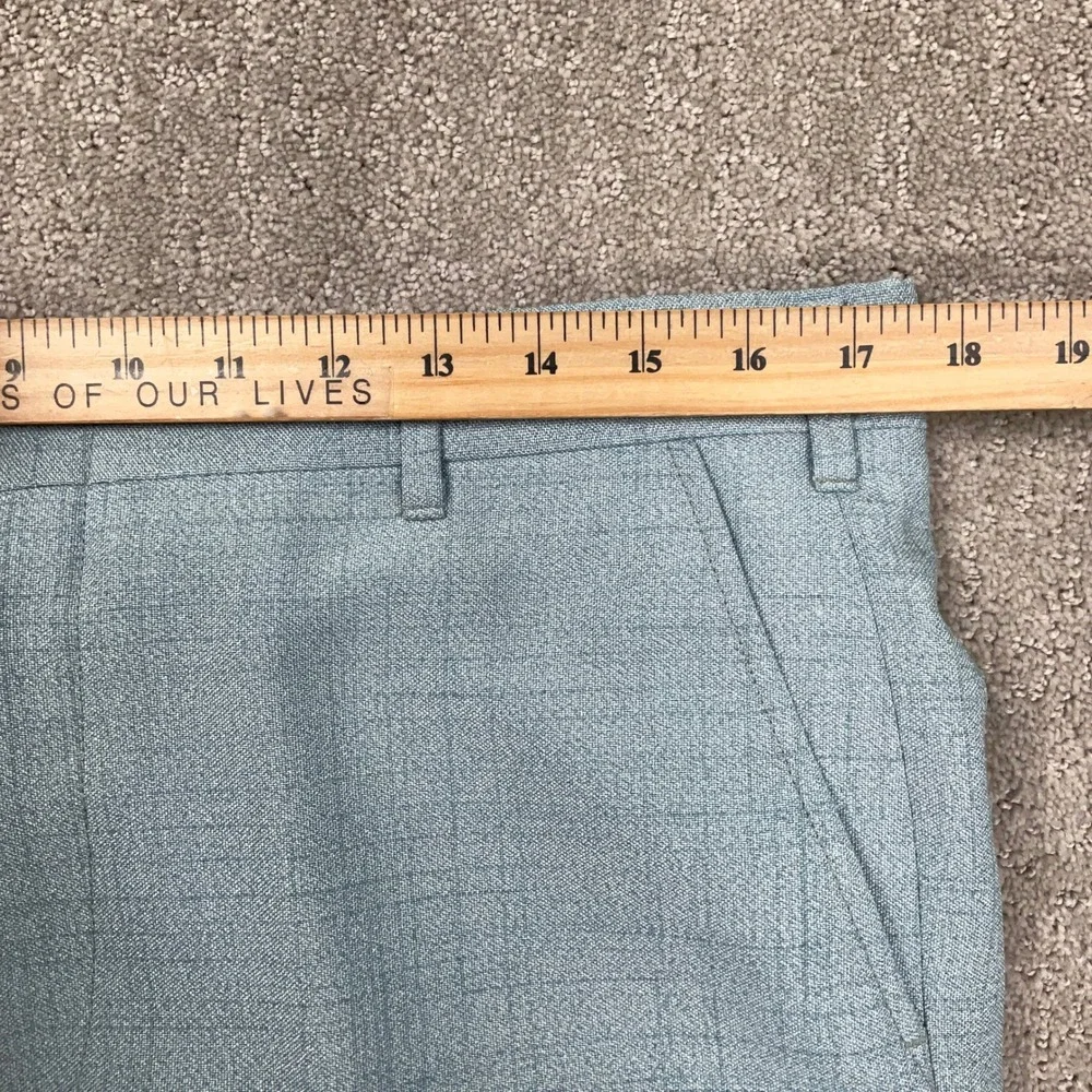 Johnny Carson Suit Mens 41R 35W 31L Light Blue Windowpane 70s Style Retro Kitsch